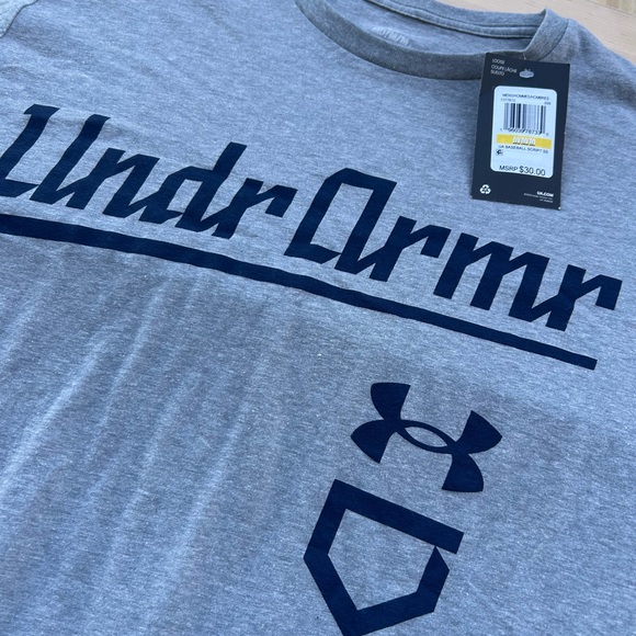 Under Armour Other - Under Armour Mens Baseball Script Graphic T-Shirt Grey 1377613 XL